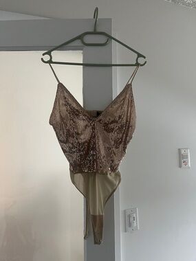 Dynamite Sequin Champagne Nude Bodysuit